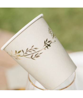 Gobelets vert sauge et or Jolis Brins x8