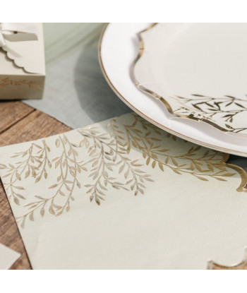 Assiettes vert sauge et or Jolis Brins x8