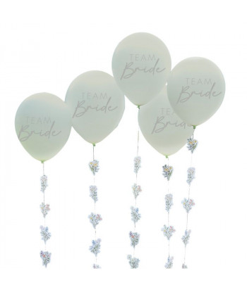 ballons EVJF "Team Bride" et 5 guirlandes fleuries x5