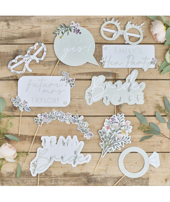 Accessoires photobooth EVJF fleuri personnalisable