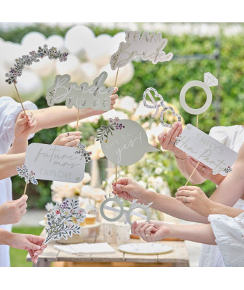 Accessoires photobooth EVJF fleuri personnalisable