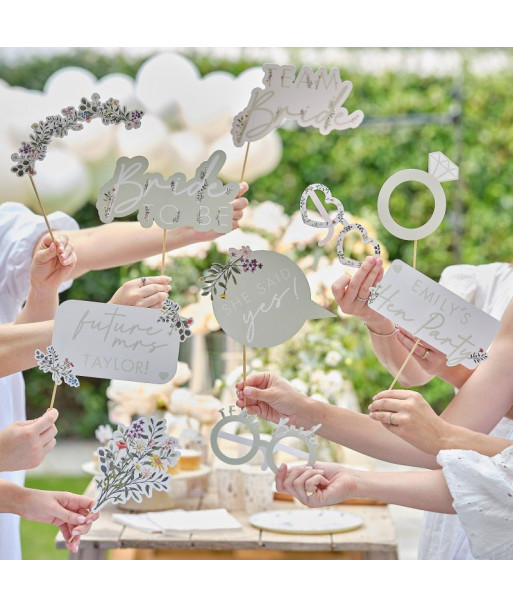 Accessoires photobooth EVJF fleuri personnalisable