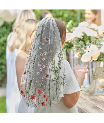 Voile mariée fleurie pour EVJF ou mariage