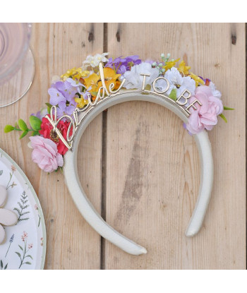 Serre-tête EVJF fleurs “bride to be”