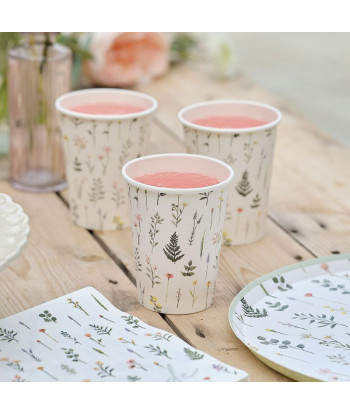 Lot de 8 gobelets en carton fleuris