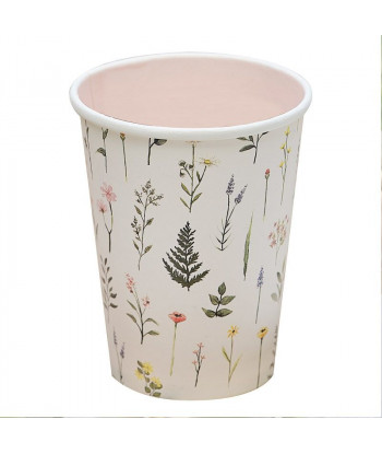 Lot de 8 gobelets en carton fleuris