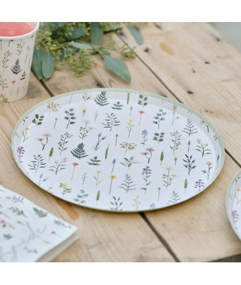 Lot de 8 assiettes en carton fleuries