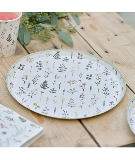 Lot de 8 assiettes en carton fleuries