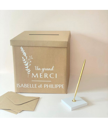 Urne mariage personnalisable kraft - Fleurs sauvages