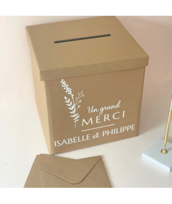 Urne mariage personnalisable kraft - Fleurs sauvages