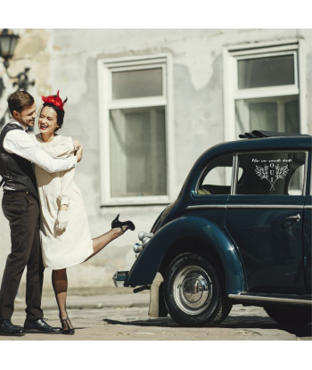 Sticker voiture mariage "ils se sont dit oui" avec fleurs