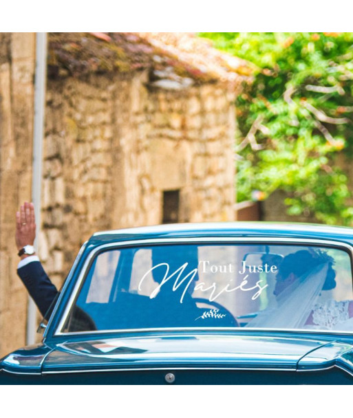 Sticker voiture mariage "tout juste mariés"