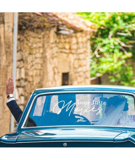 Sticker voiture mariage "tout juste mariés"