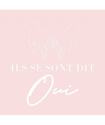 Sticker voiture mariage "ils se sont dit oui" avec mains en filaire