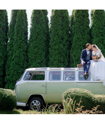 Sticker voiture mariage "ils se sont dit oui" avec mains en filaire