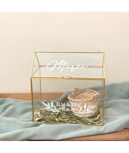 Urne mariage personnalisable en verre