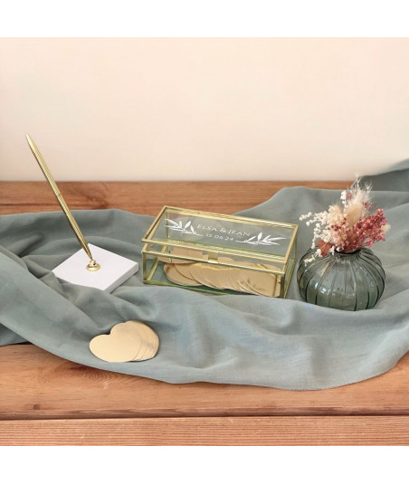 Alternative livre d’or - Boite en verre et métal or