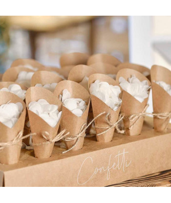 Support avec 24 cornets à confettis kraft avec confettis