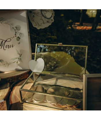 Alternative livre d’or - Boite en verre et métal or