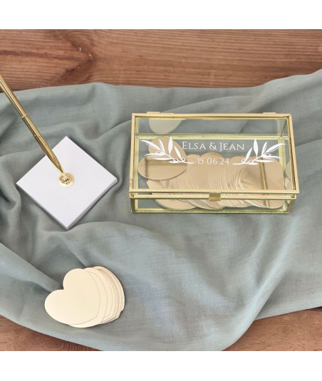 Alternative livre d’or - Boite en verre et métal or