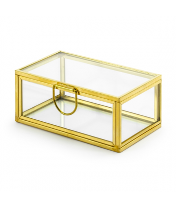 Boîte à alliances en verre et métal or