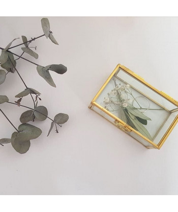 Boîte à alliances en verre et métal or
