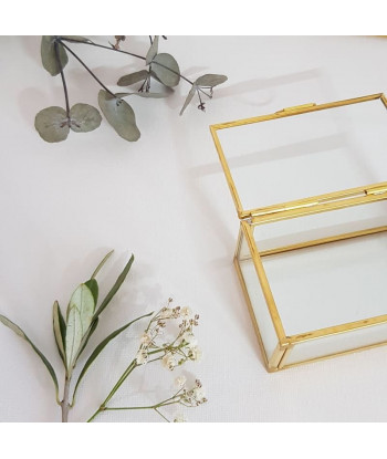 Boîte à alliances en verre et métal or
