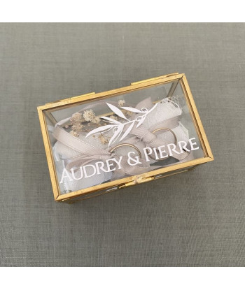 Boîte à alliances en verre et métal or