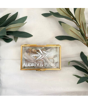 Boîte à alliances en verre et métal or