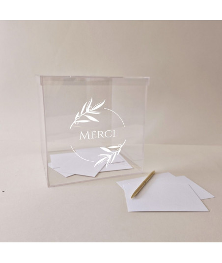 Urne mariage provençal transparente plexiglas - Olivier