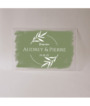 Panneau mariage provençal peint personnalisé en plexiglas - Olivier