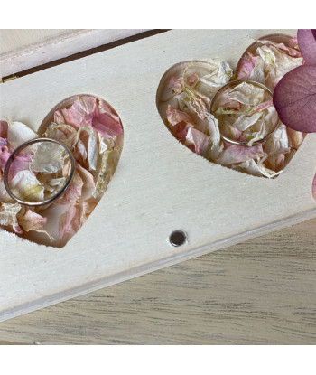 Boite à alliances personnalisable en bois gravé aux noms des mariés