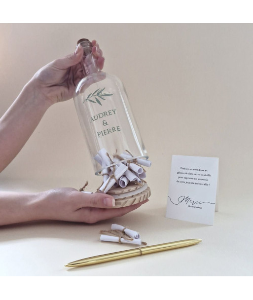 Alternative livre d'or mariage - Bouteille à messages personnalisable