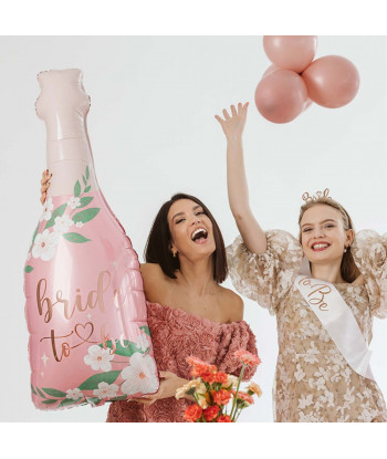 Ballon bouteille EVJF rose "bride to be"