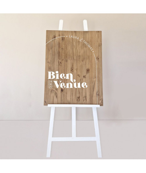 Panneau de bienvenue mariage en bois -  Curve