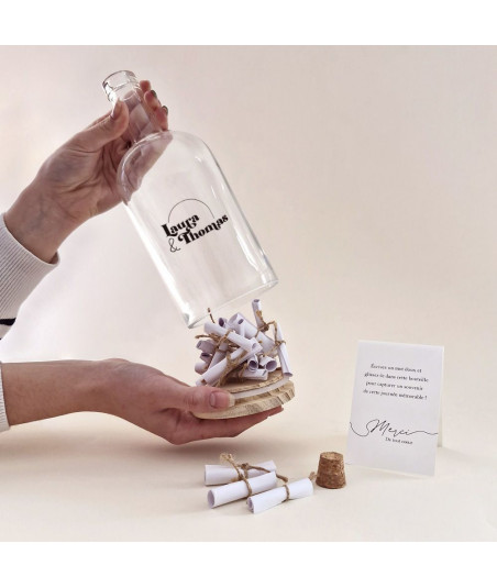 Alternative livre d'or mariage - Bouteille à messages personnalisable - Curve