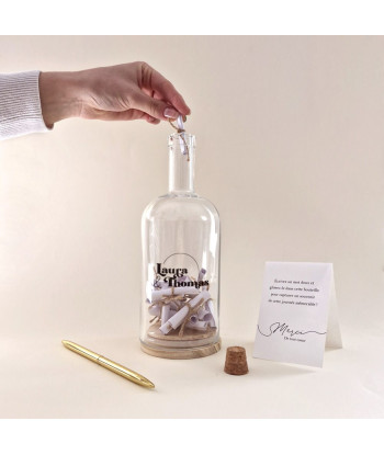 Alternative livre d'or mariage - Bouteille à messages personnalisable - Curve