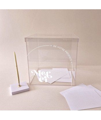 Urne mariage minimaliste transparente plexiglas -  Curve