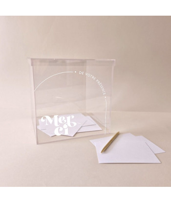 Urne mariage minimaliste transparente plexiglas -  Curve