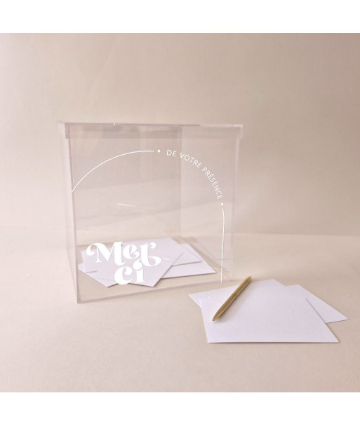 Urne mariage minimaliste transparente plexiglas -  Curve