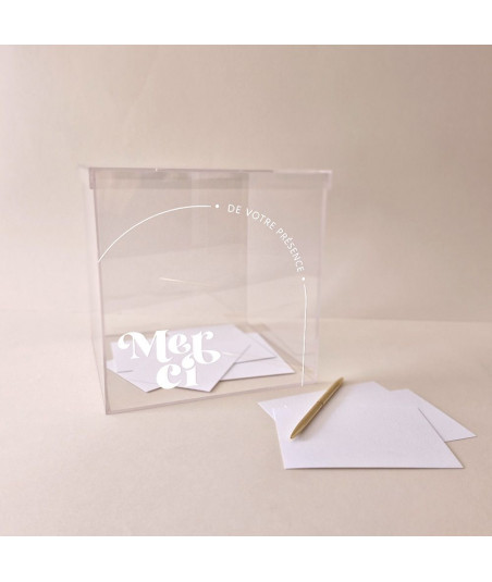 Urne mariage minimaliste transparente plexiglas -  Curve
