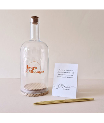 Alternative livre d'or mariage - Bouteille à messages personnalisable - Curve