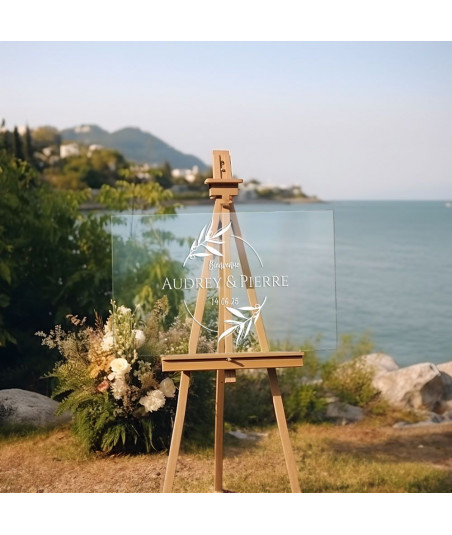 Panneau mariage provençal personnalisé en plexiglas - Olivier