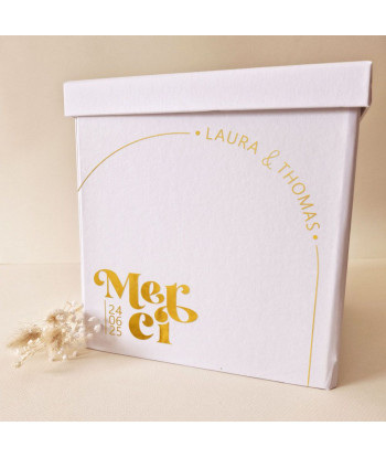 Urne mariage minimaliste blanche et or - Curve