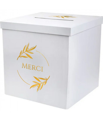 Urne mariage provençal blanche et or - Olivier