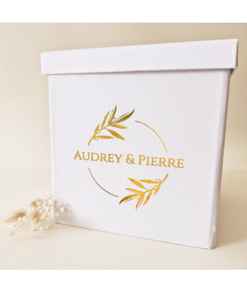 Urne mariage provençal blanche et or - Olivier