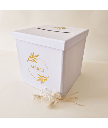 Urne mariage provençal blanche et or - Olivier