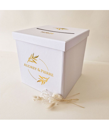 Urne mariage provençal blanche et or - Olivier