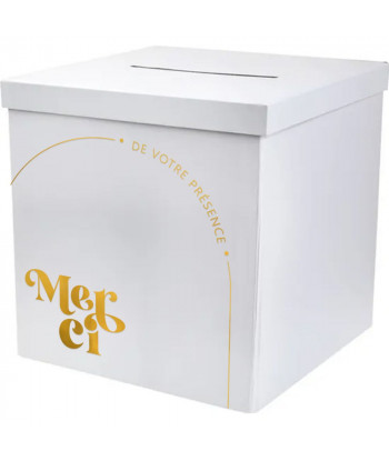 Urne mariage minimaliste blanche et or - Curve