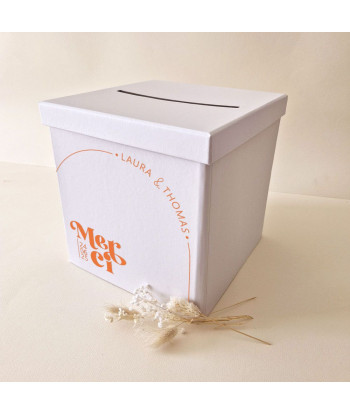 Urne mariage minimaliste blanche et or - Curve